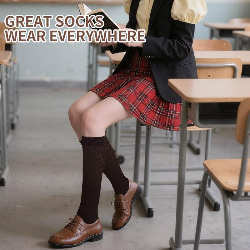 Socksfad Store Slouchy Boot Socks for Women, Soft Knit Scrunch Knee High Long Socks 4 Pairs 6-12 - Image 5